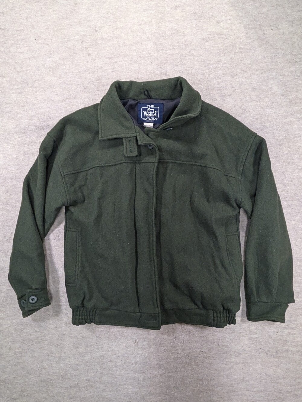 Woolrich Wool Made In USA Forrest Hunter Green Zip Up Short Coat Jacket Womens M